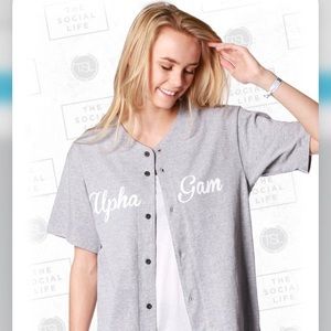 AGD Alpha Gamma Delta grey baseball jersey